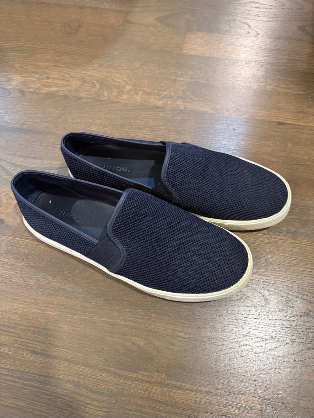 Vince Navy Knit Slip-On Loafers